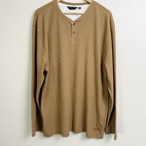 Outpost Makers Waffle Knit Henley Shirt Men's XXL Brown Long Sleeve Casual NWT